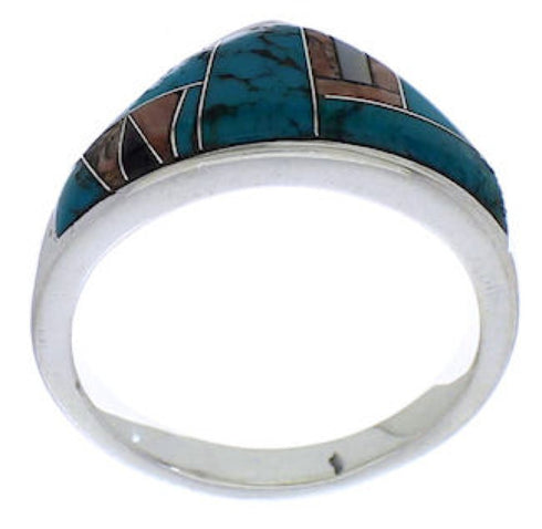 Multicolor Inlay Sterling Silver Ring Size 5-3/4 VX36758