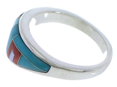 Southwest Multicolor Inlay Sterling Silver Ring Size 5-3/4 VX36759