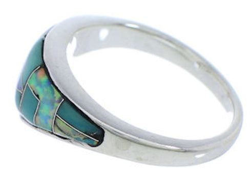 Southwest Opal Turquoise Inlay Ring Size 5-3/4 VX36767