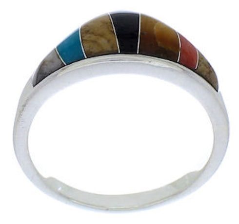 Multicolor Inlay Sterling Silver Ring Size 6 VX36797