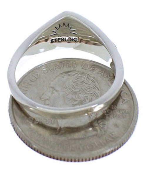 Multicolor Inlay Authentic Sterling Silver Ring Size 8-1/2 VX36905