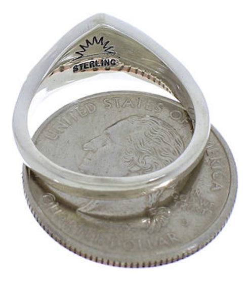 Southwest Sterling Silver Multicolor Inlay Ring Size 6-1/2 VX36938