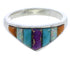 Southwest Multicolor Inlay Sterling Silver Ring Size 6-3/4 VX36948