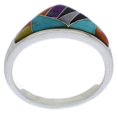 Multicolor Inlay Silver Jewelry Ring Size 5-3/4 VX36976