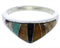 Southwestern Multicolor Inlay Sterling Silver Ring Size 6 VX36990