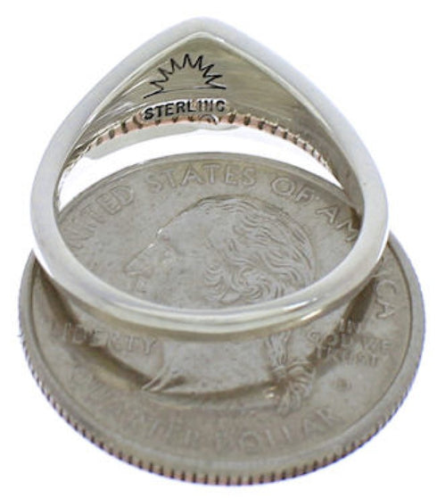 Southwestern Multicolor Inlay Sterling Silver Ring Size 6 VX36990