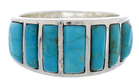Turquoise Jewelry Genuine Sterling Silver Ring Size 7-3/4 AX36518