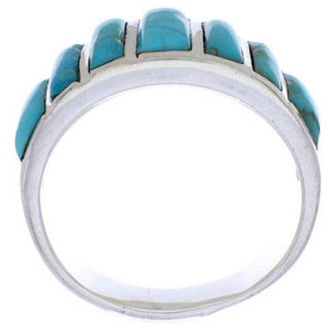 Turquoise Jewelry Genuine Sterling Silver Ring Size 7-3/4 AX36518