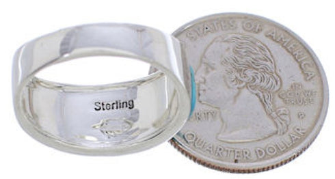 Turquoise Jewelry Genuine Sterling Silver Ring Size 7-3/4 AX36518