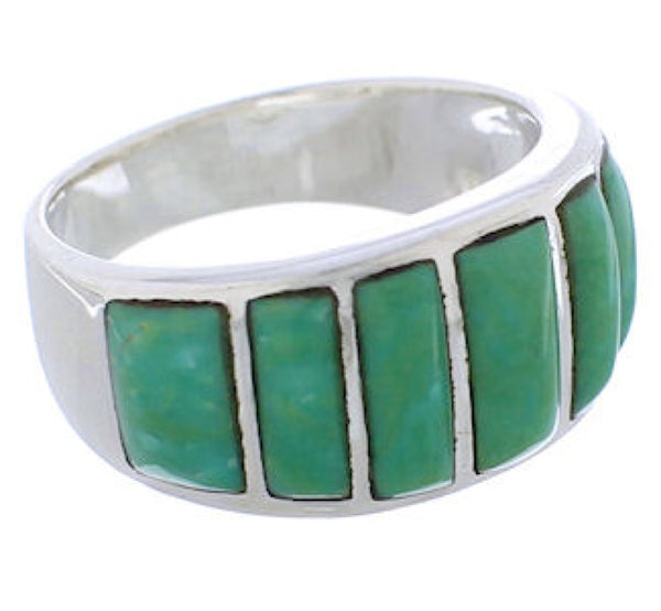 Turquoise Sterling Silver Inlay Ring Size 8-3/4 AX36541