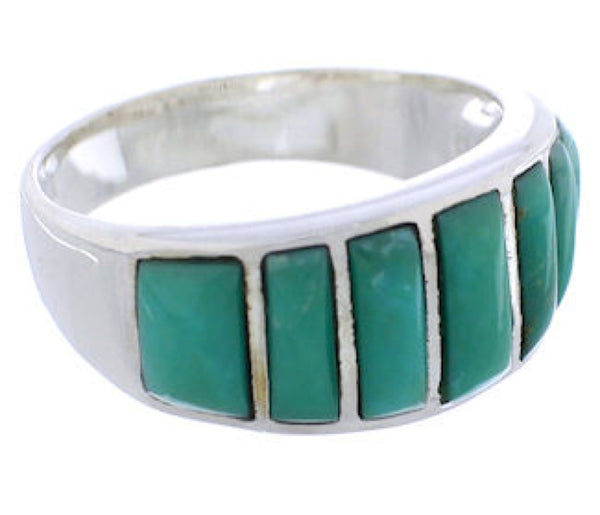 Authentic Silver Turquoise Southwestern Ring Size 7-3/4 AX36566