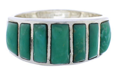Authentic Silver Turquoise Southwestern Ring Size 7-3/4 AX36566