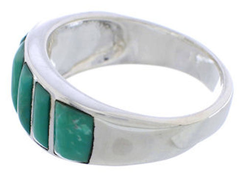 Authentic Silver Turquoise Southwestern Ring Size 7-3/4 AX36566