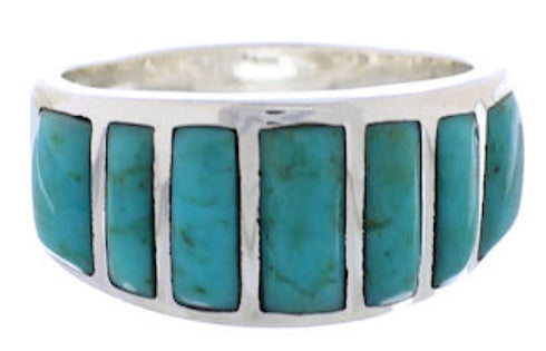 Southwestern Sterling Silver Turquoise Ring Size 8-3/4 AX36568