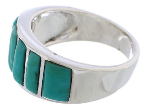 Genuine Southwestern Sterling Silver Turquoise Ring Size 6-1/2 AX36650
