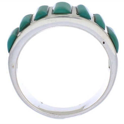 Genuine Southwestern Sterling Silver Turquoise Ring Size 6-1/2 AX36650