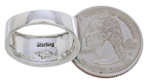 Genuine Southwestern Sterling Silver Turquoise Ring Size 6-1/2 AX36650