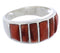 Genuine Sterling Silver Red Oyster Shell Inlay Ring Size 7-1/2 AX36715