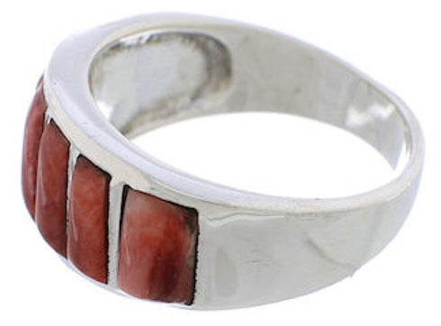 Southwestern Sterling Silver Red Oyster Ring Size 8-3/4 AX36745