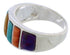 Southwestern Sterling Silver Multicolor Ring Size 7-3/4 AX36773