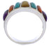 Southwestern Sterling Silver Multicolor Ring Size 7-3/4 AX36773