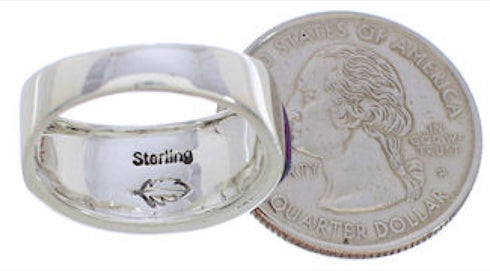 Southwestern Sterling Silver Multicolor Ring Size 7-3/4 AX36773