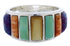Southwest Sterling Silver Multicolor Inlay Ring Size 6-3/4 AX36782