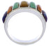 Southwest Sterling Silver Multicolor Inlay Ring Size 6-3/4 AX36782