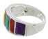 Sterling Silver Jewelry Multicolor Inlay Ring Size 6-3/4 AX36826