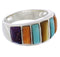 Multicolor Southwestern Jewelry Silver Ring Size 7-3/4 AX36890