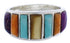 Multicolor Southwestern Jewelry Silver Ring Size 7-3/4 AX36890