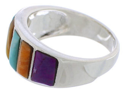 Multicolor Southwestern Jewelry Silver Ring Size 8-3/4 AX36893