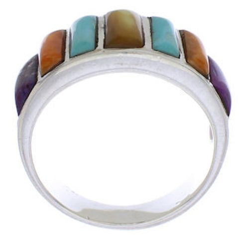 Multicolor Southwestern Jewelry Silver Ring Size 8-3/4 AX36893