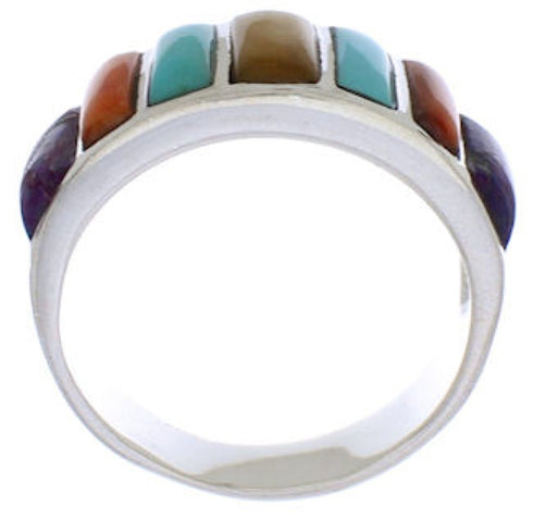 Multicolor Inlay Jewelry Sterling Silver Ring Size 7-3/4 AX36908