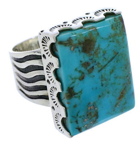 Turquoise Southwest And Sterling Silver Ring Size 8-1/4 YX34644