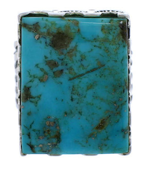 Turquoise Southwest And Sterling Silver Ring Size 8-1/4 YX34644