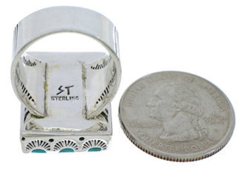 Turquoise Southwest And Sterling Silver Ring Size 8-1/4 YX34644