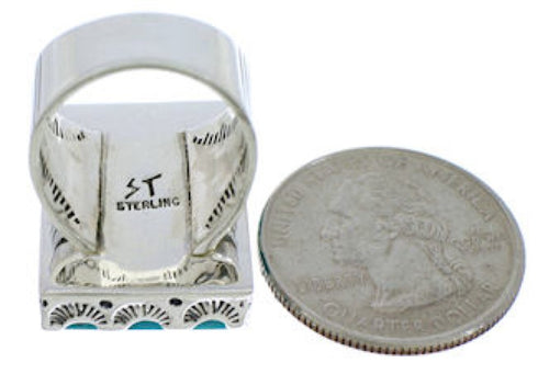 Turquoise Southwest And Authentic Silver Ring Size 6-1/4 YX34647