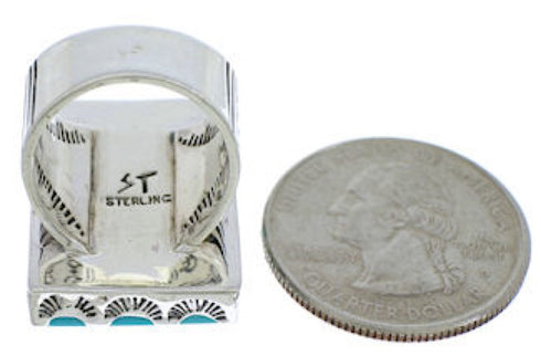 Authentic Sterling Silver And Turquoise Jewelry Ring Size 5 YX34649