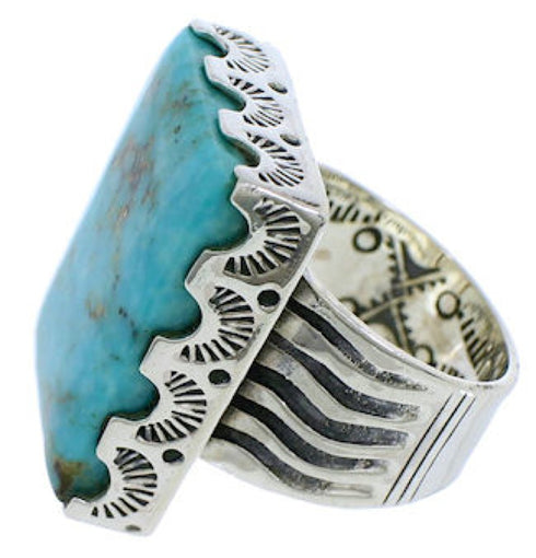 Turquoise Authentic Sterling Silver Southwest Ring Size 8-1/4 YX87543