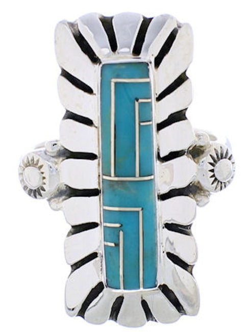 Turquoise Southwest Silver Ring Size 6-3/4 EX42798