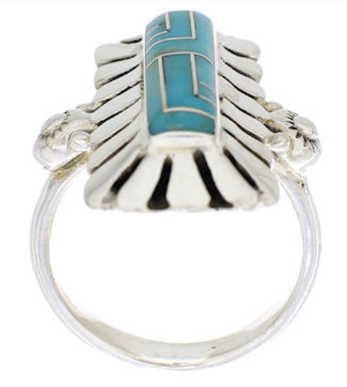 Turquoise Southwest Silver Ring Size 6-3/4 EX42798