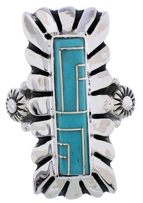 Sterling Silver Turquoise Inlay Ring Size 5-1/4 EX42803