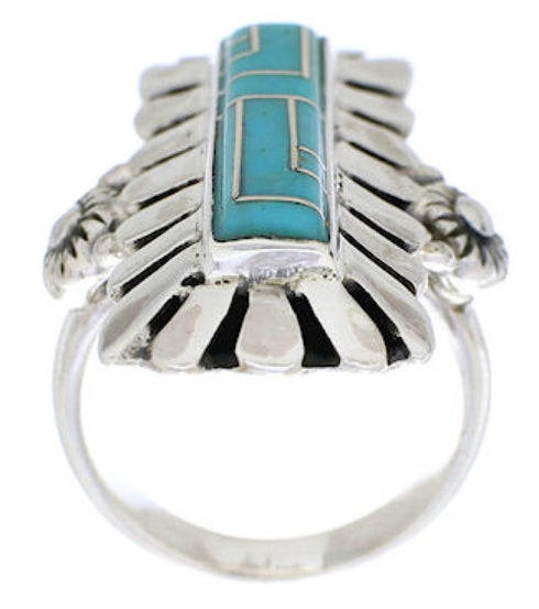 Sterling Silver Turquoise Inlay Ring Size 5-1/4 EX42803