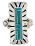 Southwest Turquoise Inlay Silver Ring Size 7-3/4 EX42806
