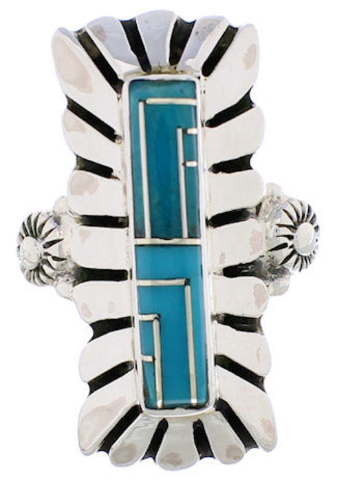 Turquoise Inlay Southwestern Ring Size 5-1/4 EX42807