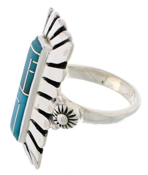 Turquoise Inlay Southwestern Ring Size 5-1/4 EX42807