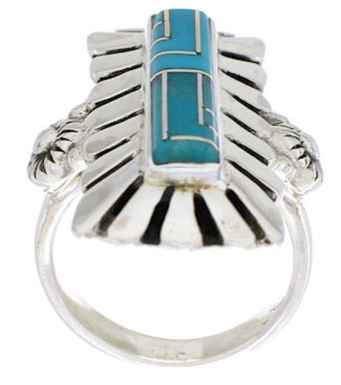Turquoise Inlay Southwestern Ring Size 5-1/4 EX42807