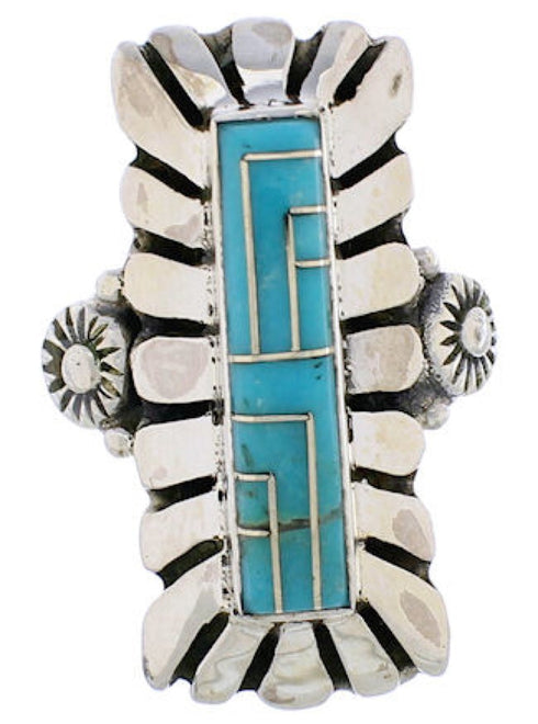 Genuine Sterling Silver And Turquoise Ring Size 4-3/4 EX42810