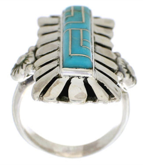 Genuine Sterling Silver And Turquoise Ring Size 4-3/4 EX42810